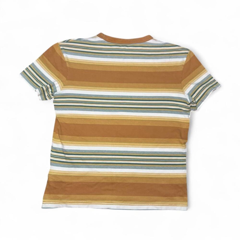 Quiksilver VTG 2000s Mustard Vertical Stripe Indie Skate Grunge T-Shirt — SMALL - Picture 3 of 5